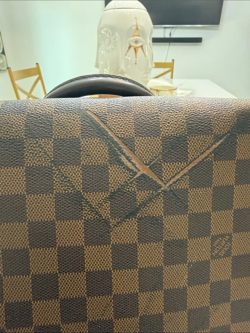 Louis Vuitton Brown Check Pattern Women's Satchel Handbag